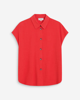 Fluid linen short-sleeve shirt sanguine Perez