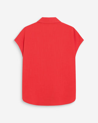 Fluid linen short-sleeve shirt sanguine Perez