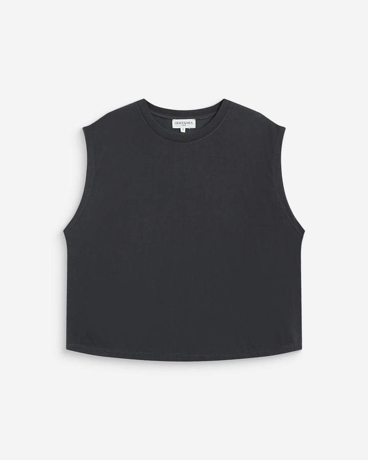 T-shirt large sans manches en modal carbone Rimbaud