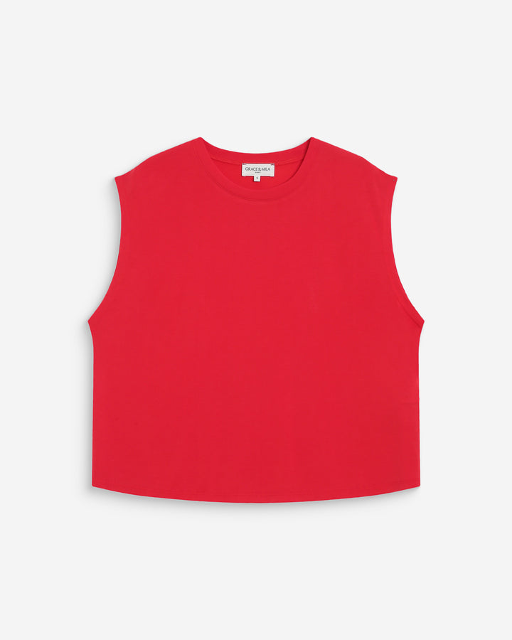 T-shirt large sans manches en modal fuchsia Rimbaud