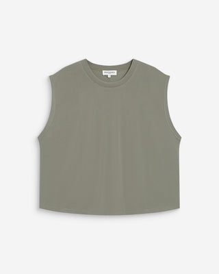 T-shirt large sans manches en modal kaki Rimbaud