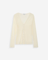 Top en dentelle ajusté boutonné col V ecru Venezia
