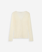Top en dentelle ajusté boutonné col V ecru Venezia