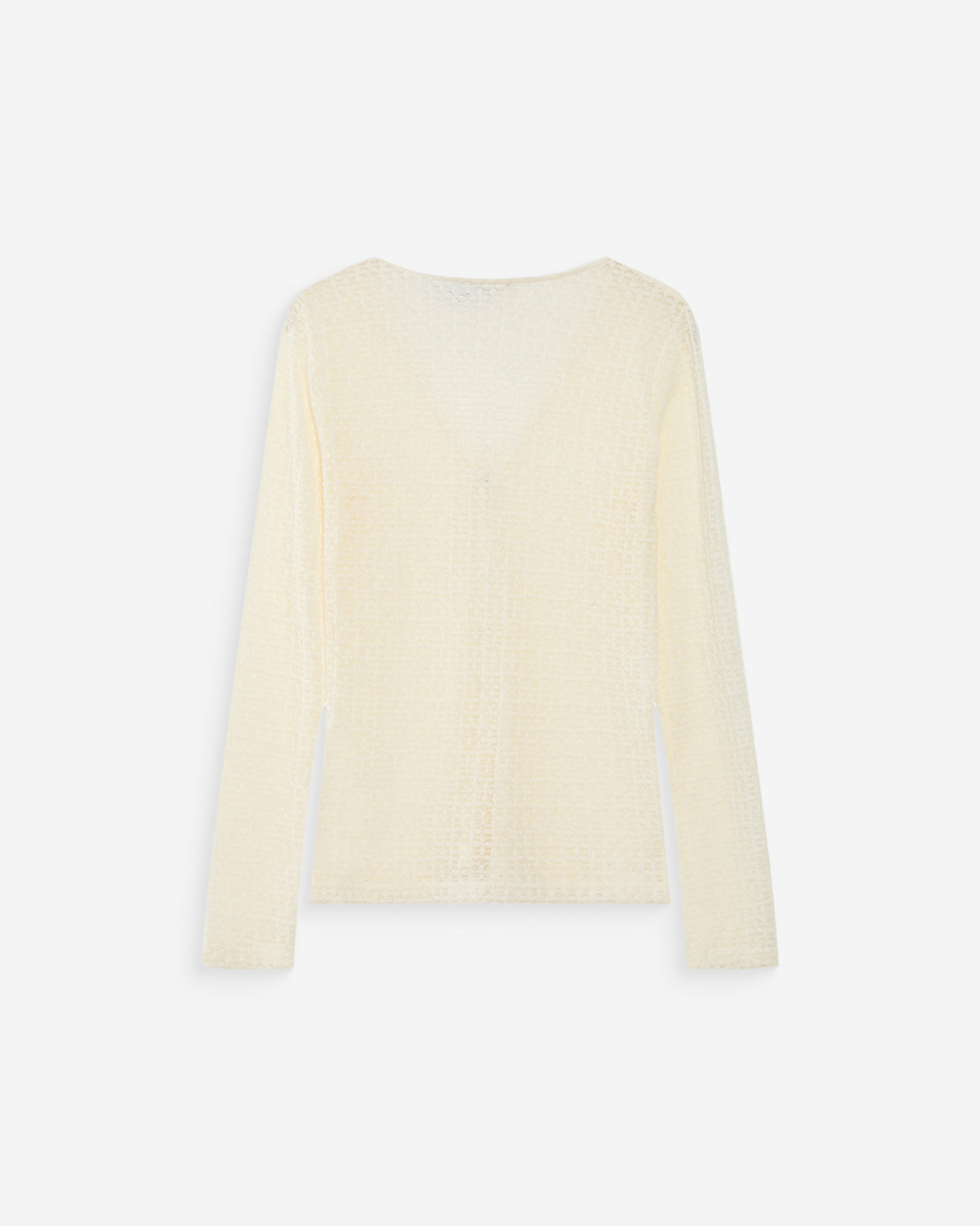 Top en dentelle ajusté boutonné col V ecru Venezia