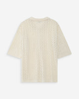Cardigan en maille ajourée col chemise ecru Vadim