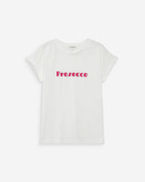T-shirt en coton à message imprimé fuchsia Vico