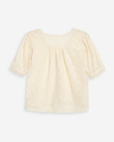 Short-sleeve V-neck lace blouse amande Vicky
