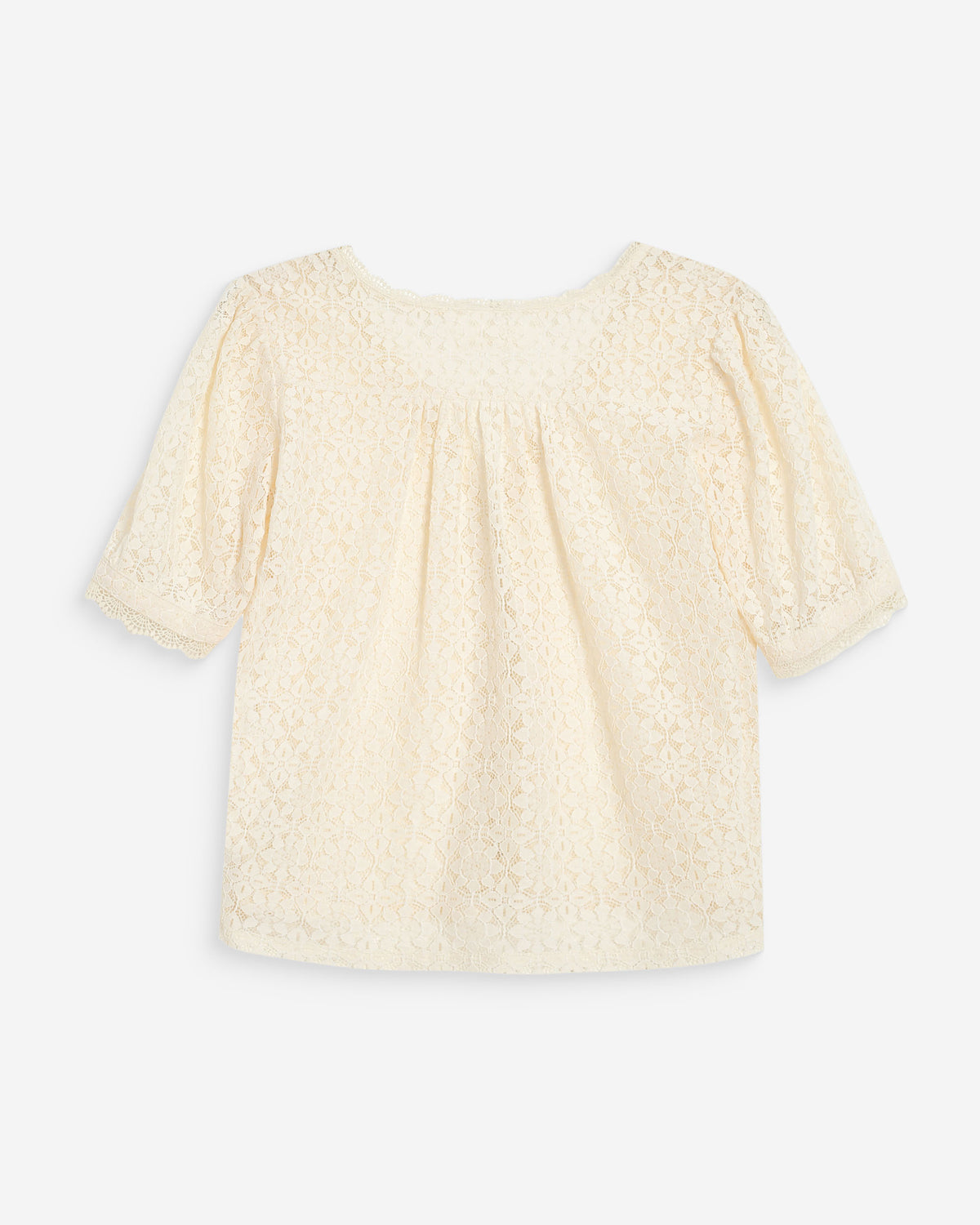 Short-sleeve V-neck lace blouse amande Vicky