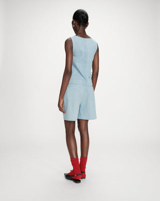 Top en denim rayé col rond sans manches stripedblue Vendome