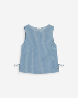 Top en denim rayé col rond sans manches stripedblue Vendome