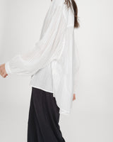Chemise oversize en coton manches bouffantes ivoire Vibes