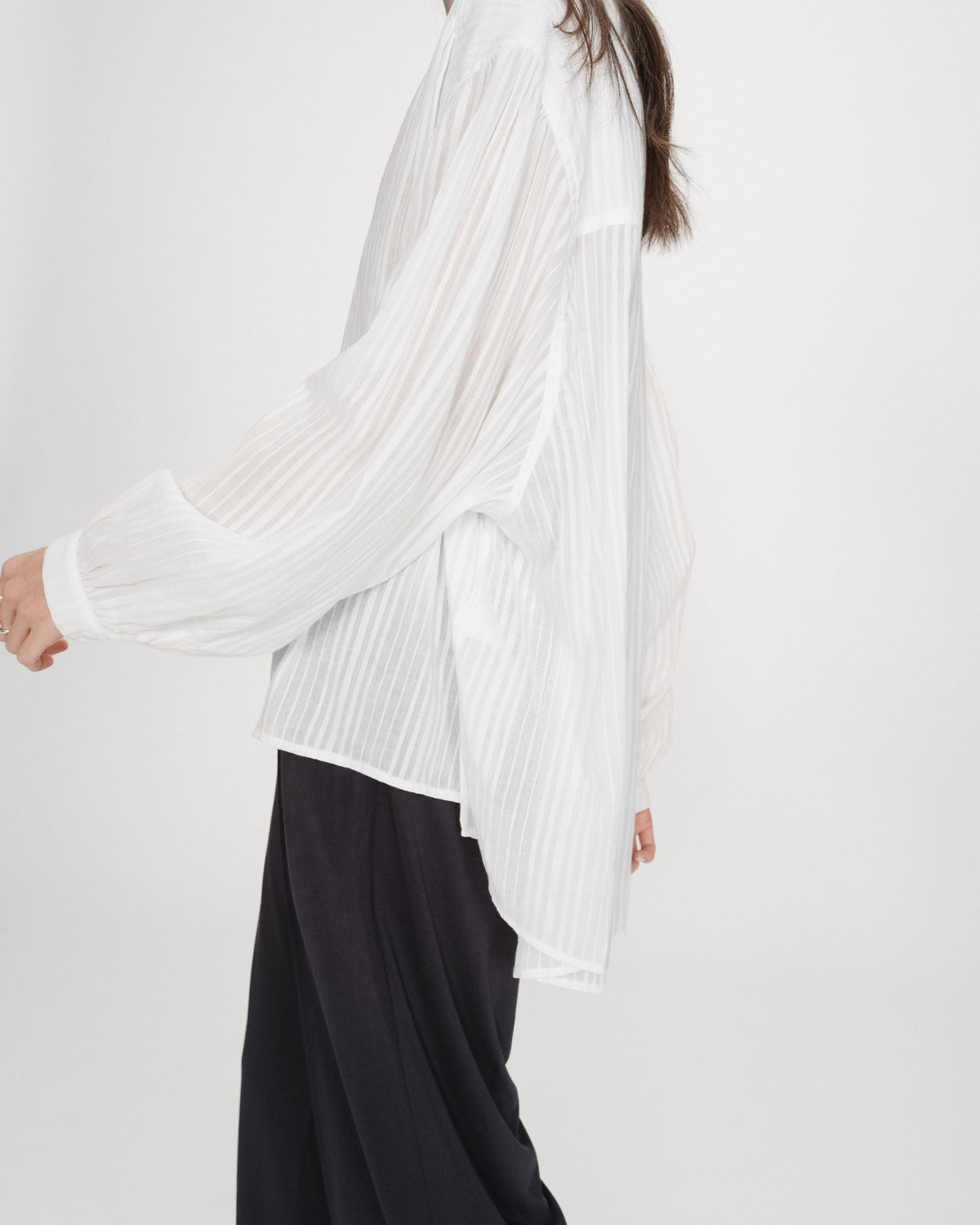 Chemise oversize en coton manches bouffantes ivoire Vibes