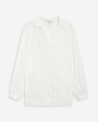 Chemise oversize en coton manches bouffantes ivoire Vibes
