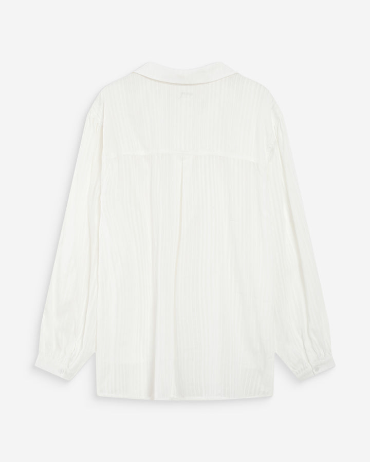 Chemise oversize en coton manches bouffantes ivoire Vibes