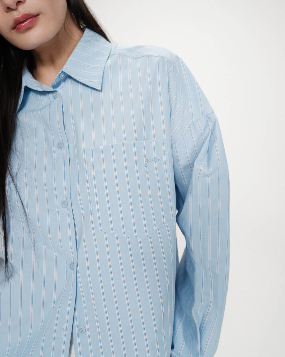 Chemise oversize rayée à nouer dans le dos bleuet Valerie