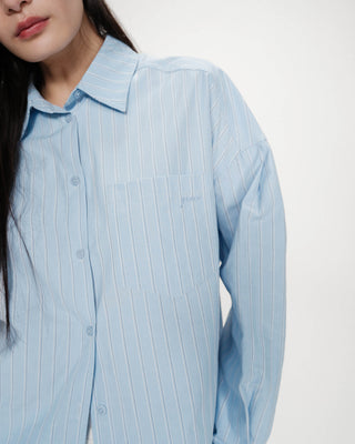 Chemise oversize rayée à nouer dans le dos bleuet Valerie