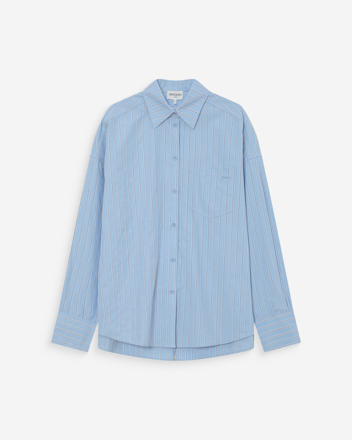 Chemise oversize rayée à nouer dans le dos bleuet Valerie