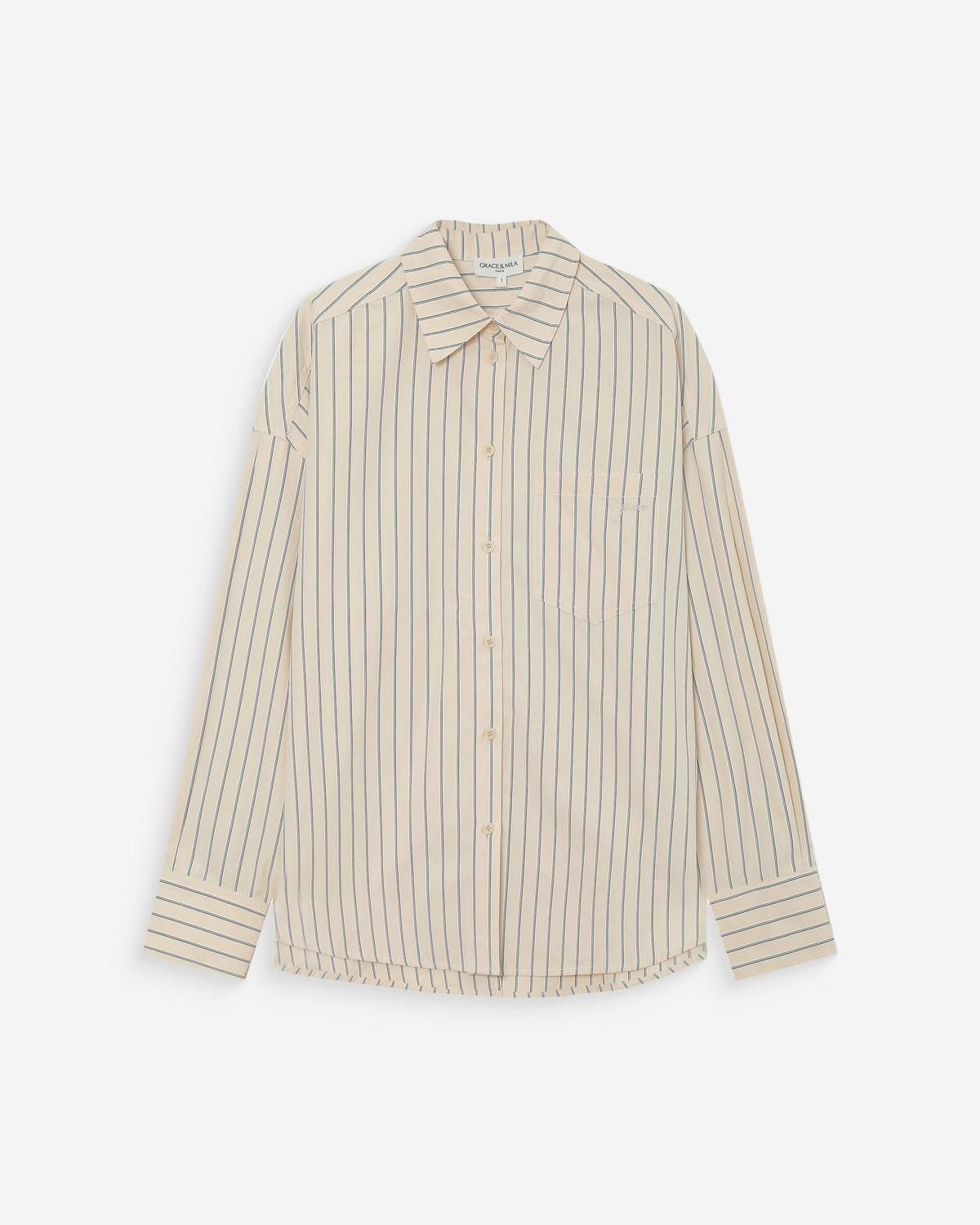 Chemise oversize rayée à nouer dans le dos vanille Valerie
