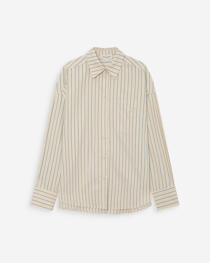 Chemise oversize rayée à nouer dans le dos vanille Valerie