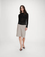 Top en dentelle transparent manches longues noir Valmy