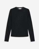 Top en dentelle transparent manches longues noir Valmy
