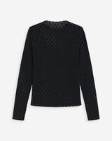 Top en dentelle transparent manches longues noir Valmy