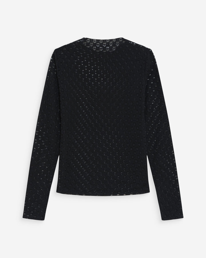 Top en dentelle transparent manches longues noir Valmy