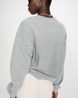 Pull oversize en coton à message brodé gris Valino