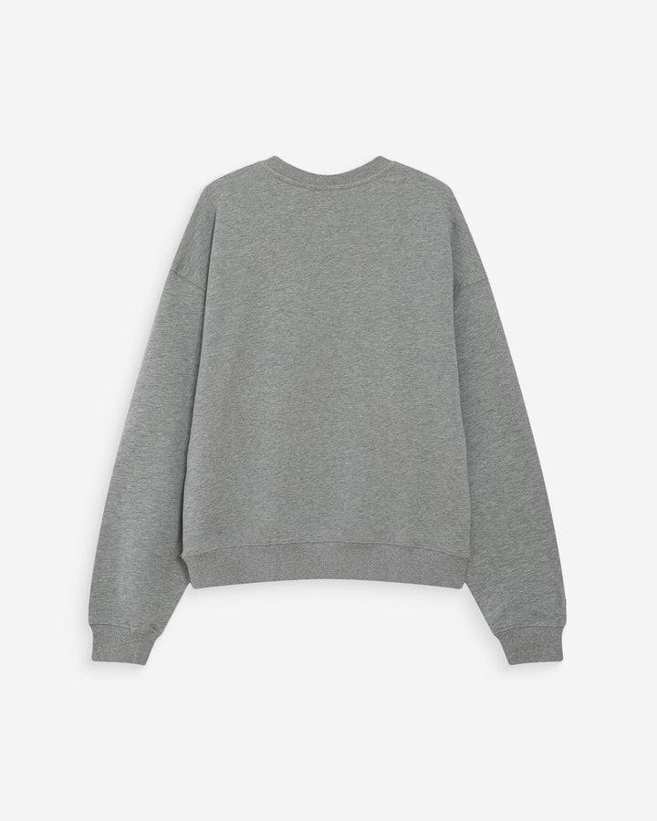 Pull oversize en coton à message brodé gris Valino
