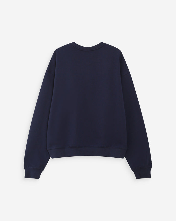 Pull oversize en coton à message brodé marine Valino