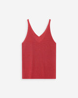 Fitted lurex strap V-neck top sanguine Paillette