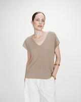 Top large en lurex col V or Vaporo