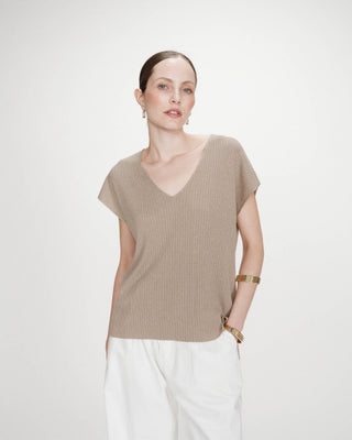 Top amplio de lurex con escote en V or Vaporo