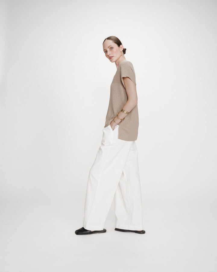 Top large en lurex col V or Vaporo