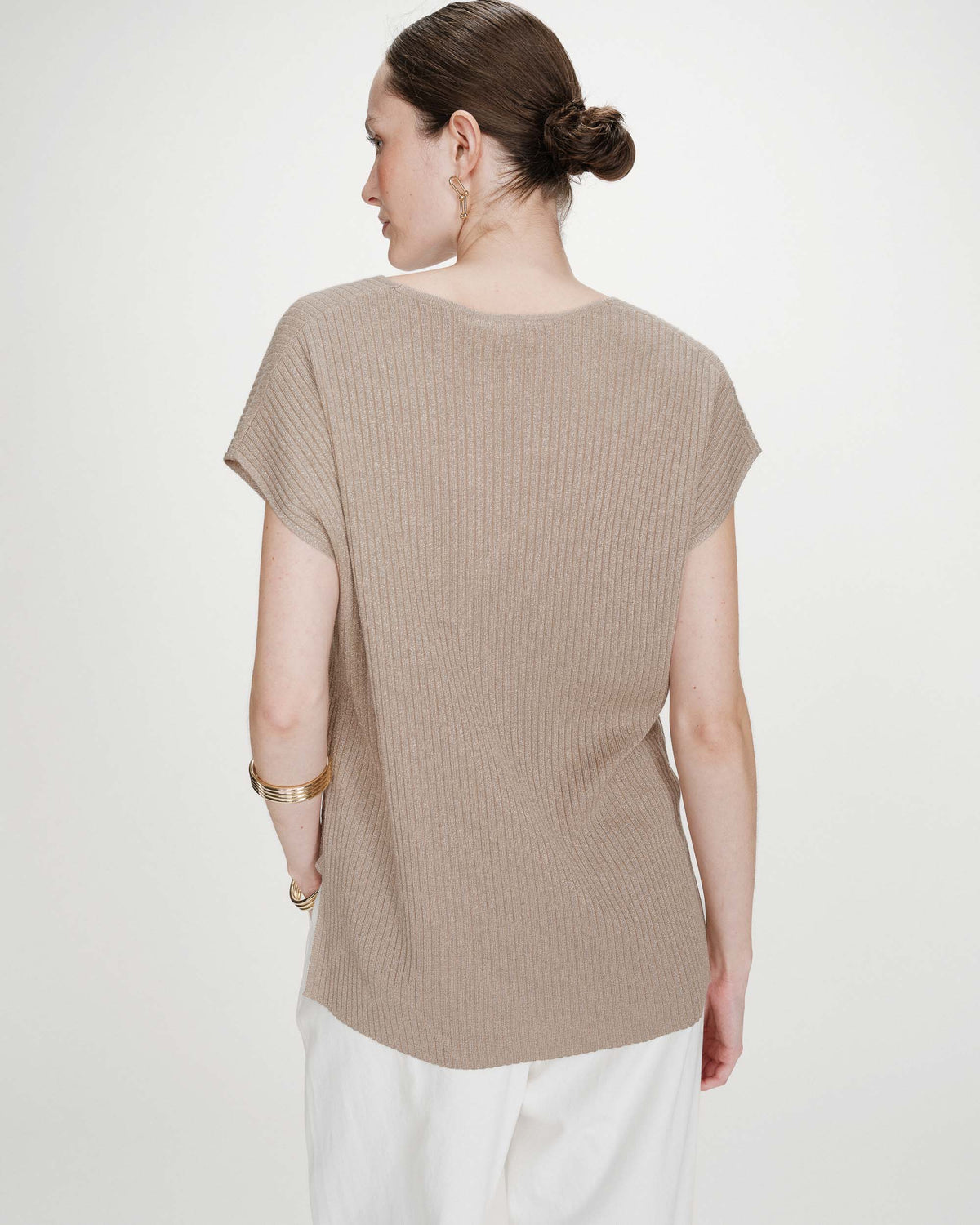 Top large en lurex col V or Vaporo