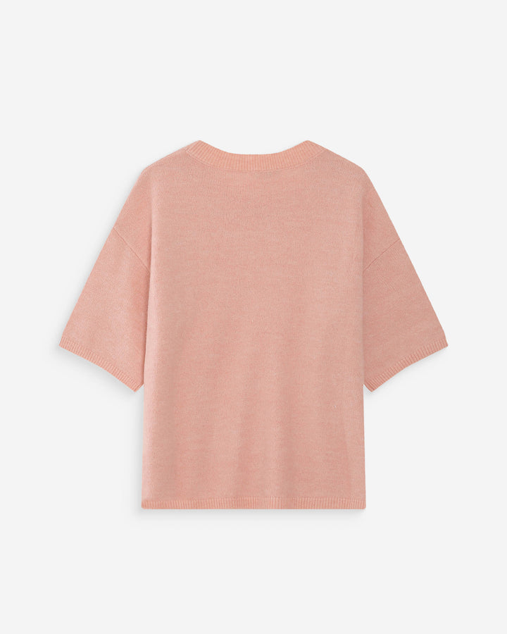 Pull oversize en laine col rond peche Vamos
