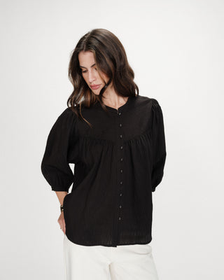 Blusa mangas abullonadas noir Vanille