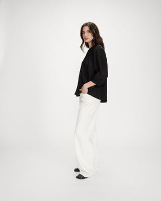 Blusa mangas abullonadas noir Vanille