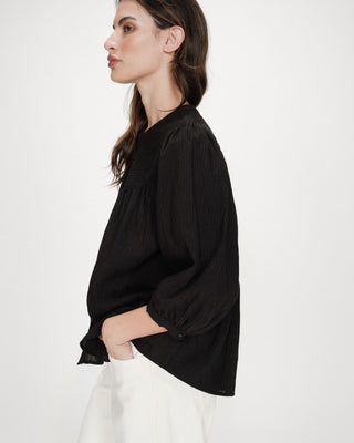 Blusa mangas abullonadas noir Vanille