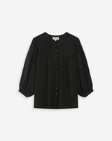 Blouse à manches ballons ample boutonnée noir Vanille