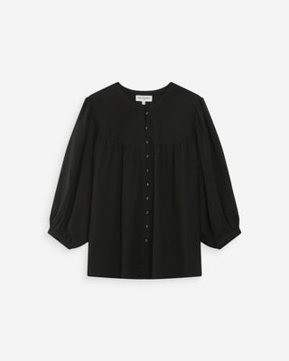 Blusa mangas abullonadas noir Vanille