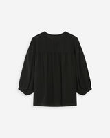 Blouse à manches ballons ample boutonnée noir Vanille