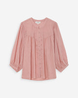 Blouse à manches ballons ample boutonnée rose Vanille
