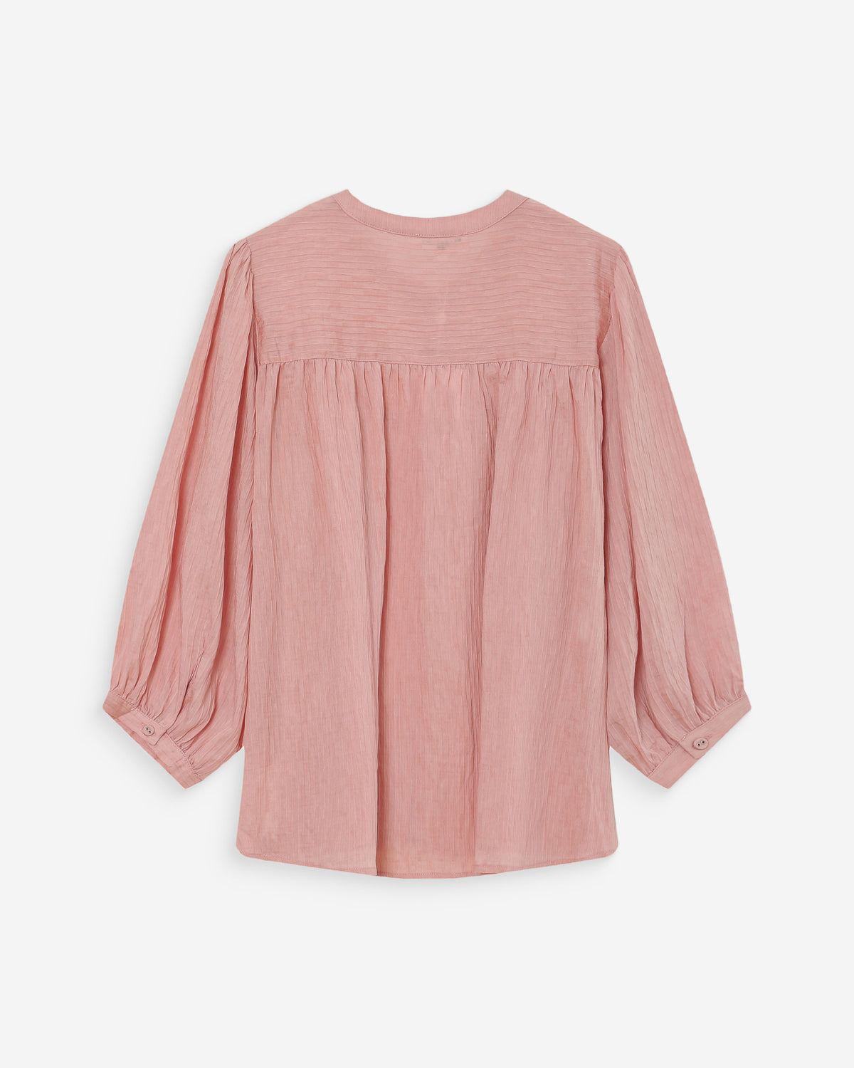 Blouse à manches ballons ample boutonnée rose Vanille