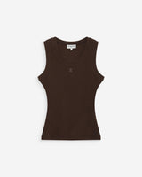 Débardeur ajusté brodé en jersey de coton chocolat Valou