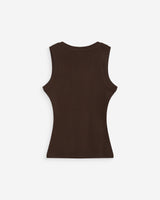 Débardeur ajusté brodé en jersey de coton chocolat Valou