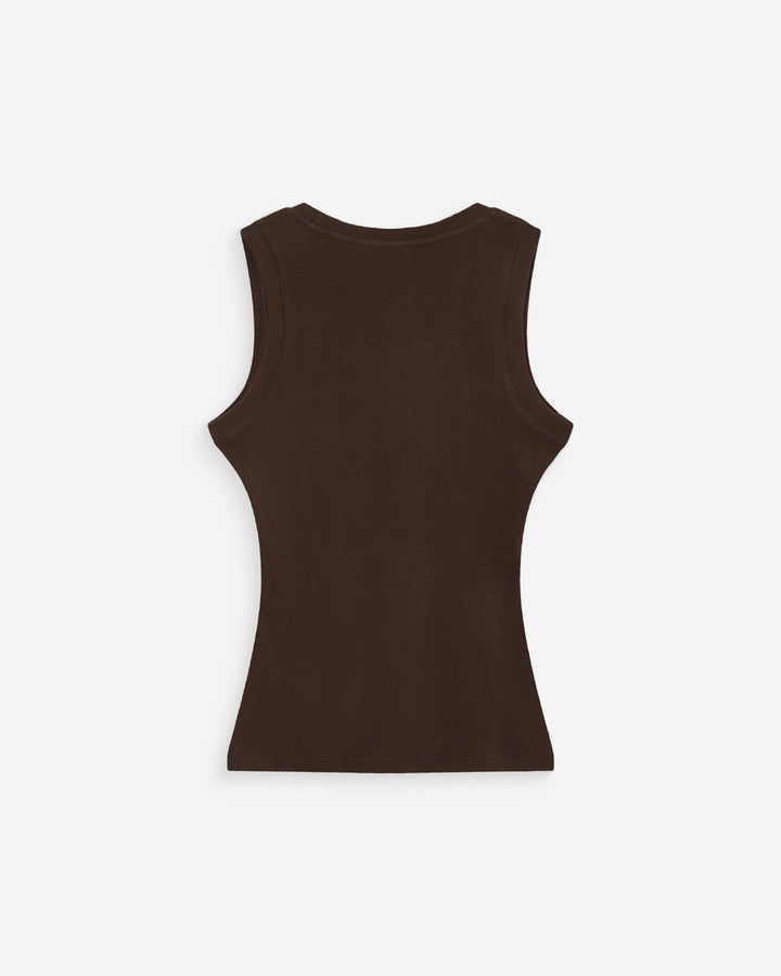 Débardeur ajusté brodé en jersey de coton chocolat Valou