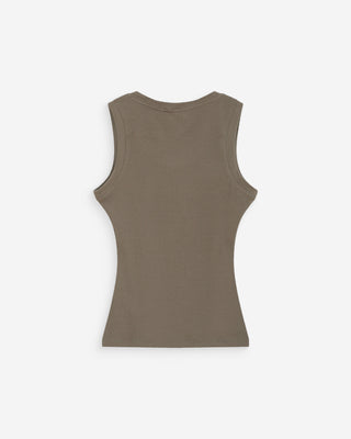 Débardeur ajusté brodé en jersey de coton kaki Valou
