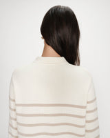 Buttoned shirt-collar cardigan ecru Maelys