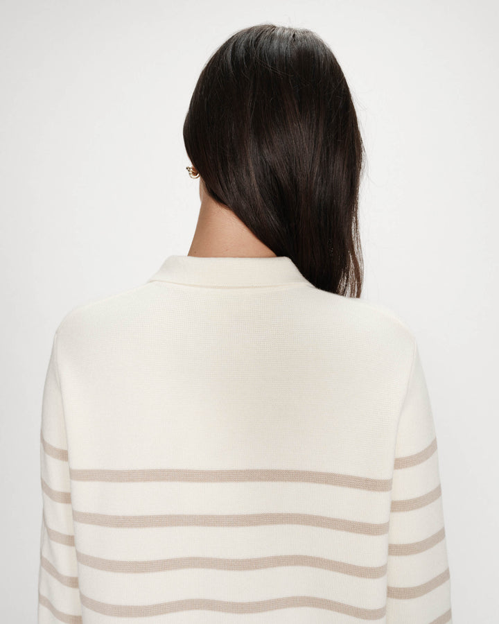 Buttoned shirt-collar cardigan ecru Maelys